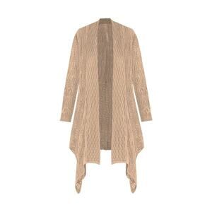 Woman Within Open-Front Tan Pointelle Waterfall Cardigan – Size 30‎ Plus